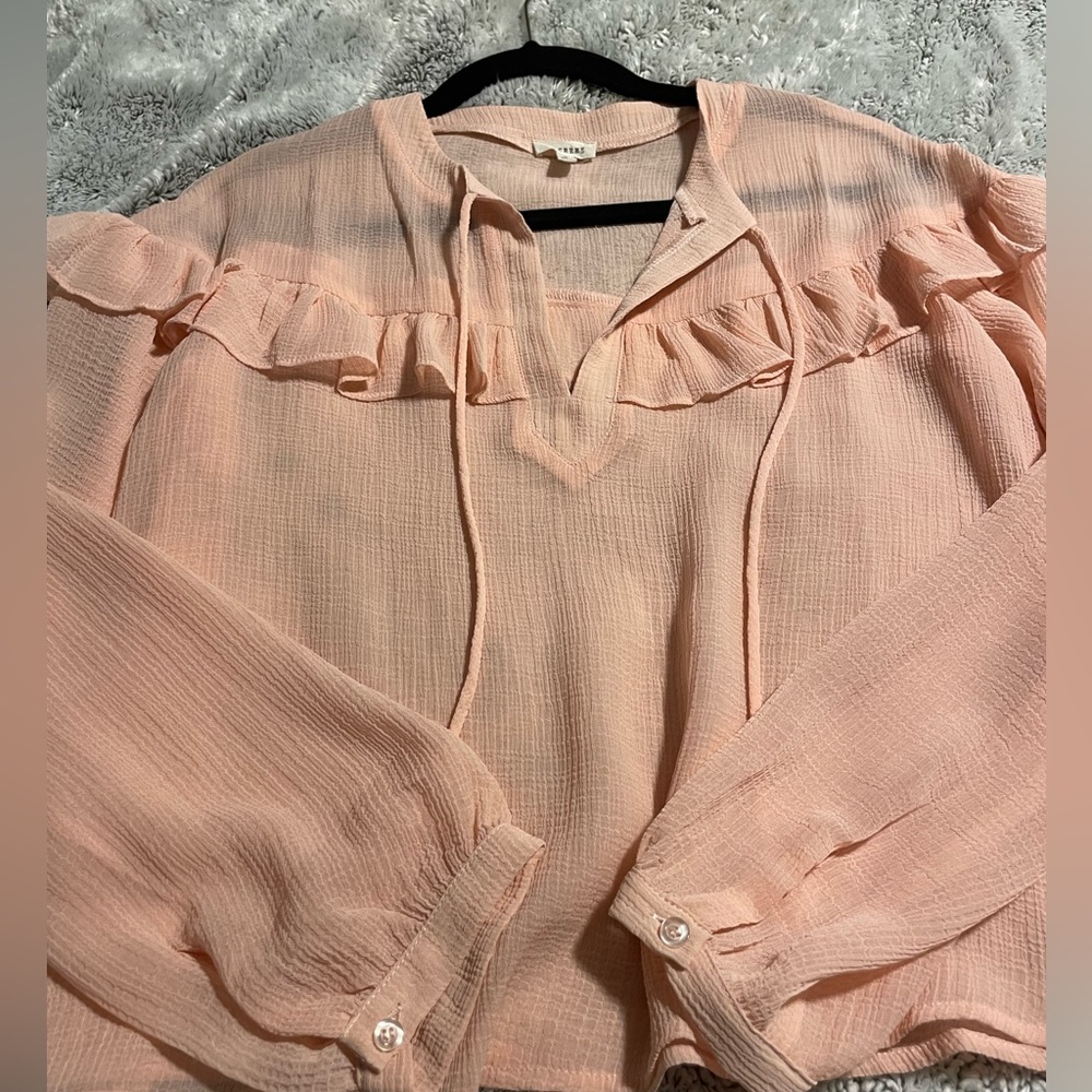 En Crème sheer blouse size S. Peach in color